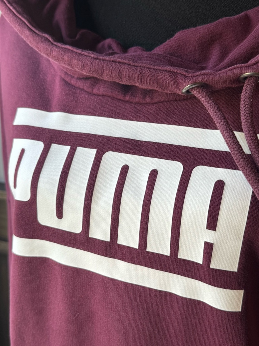 Puma Maroon Pullover Hoodie with White Logo Large - Picture 3 of 7